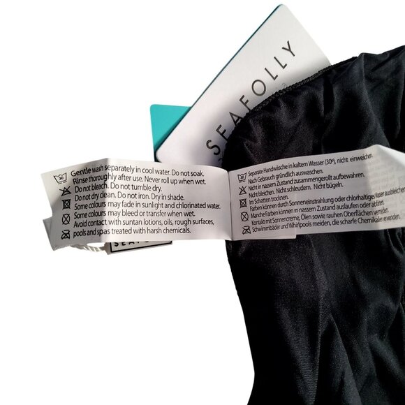 Seafolly Black Bikini Bottoms Size 14 With Strappy Sides Nylon/Elastane - Picture 6 of 6
